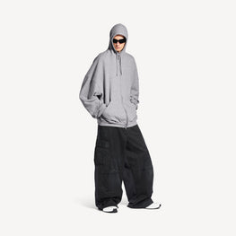 Men's Large Zip-Up Hoodie - Heather Grey