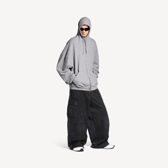 Men's Large Zip-Up Hoodie - Heather Grey