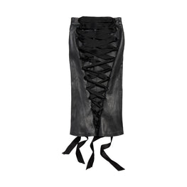 Women's Laced Up Backless Skirt - Black