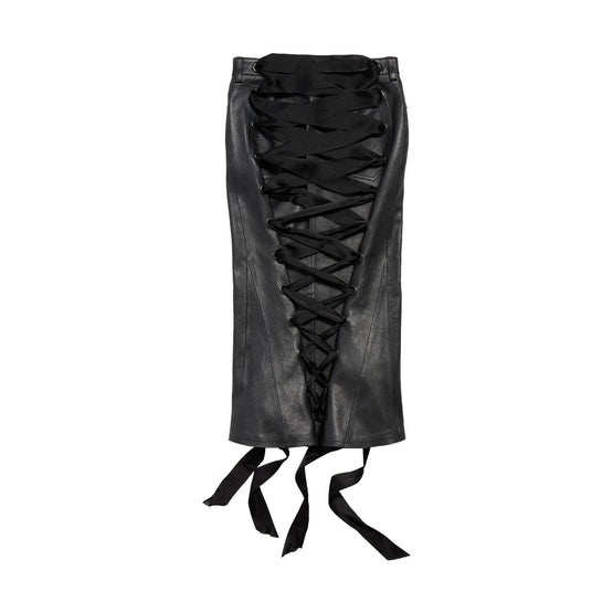 Women's Laced Up Backless Skirt - Black