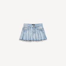 Women's Pleated Mini Skirt - Ligth Blue