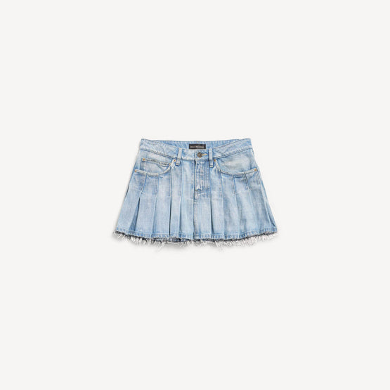 Women's Pleated Mini Skirt - Ligth Blue