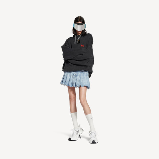 Women's Pleated Mini Skirt - Ligth Blue