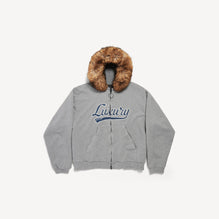 Men's Faux-Fur Zip-Up Hoodie - Dark Heathr Gry/Blue