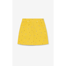 Women Printed Denim Mini Skirt - Golden Yellow
