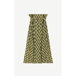 Women Jacquard Belted Flare Skirt - Golden Yellow