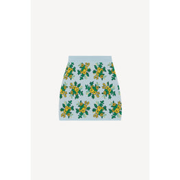 Women Pop Bouquet Jacquard Min Skirt - Sky Blue