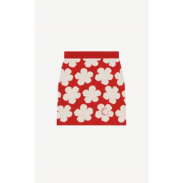Women Jacquard Mini Skirt - Medium Red