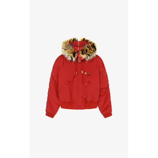 Women Short Winter Parka - Medium Red