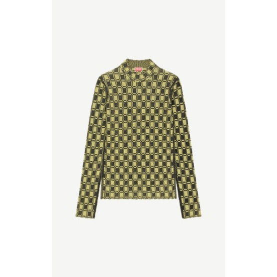 Women Jacquard Fitted Jumper - Golden Yellow