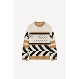 Women Jacquard Straight Jumper - Beige