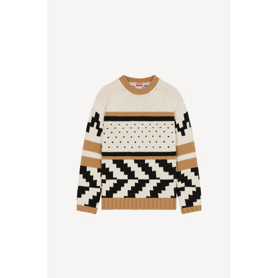 Women Jacquard Straight Jumper - Beige