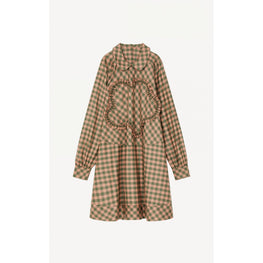 Women Plastron Flower Tunic Dress - Rose