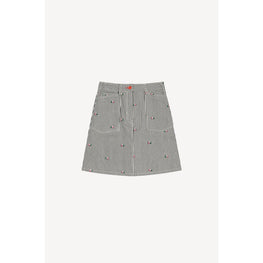 Women Rinse Stripe Short Denim Skirt - Rinse Blue Denim