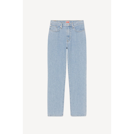 Women Bleach Straight Fit Jeans - Bleached Blue Denim