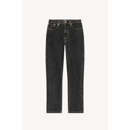 Women Stone Bleach Straight Fit - Bleached Black Denim