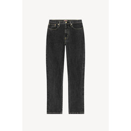 Women Stone Bleach Straight Fit - Bleached Black Denim