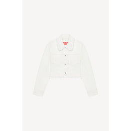 Women Bleached Cropped Denim Jacket - Bleached White Denim