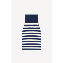 Women Nautical Stripes Midi Skirt - Midnight Blue