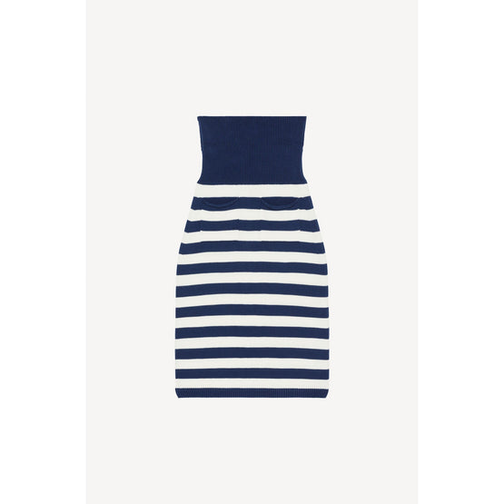 Women Nautical Stripes Midi Skirt - Midnight Blue