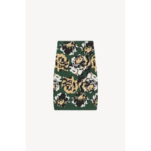 Women Pixel Flowers Midi Skirt - Khaki