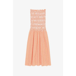 Women Bustier Smocked Dress - Medium Orange