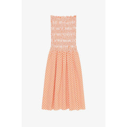 Women Bustier Smocked Dress - Medium Orange
