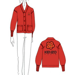 Women Boke Flower Sweatcardigan - Medium Red