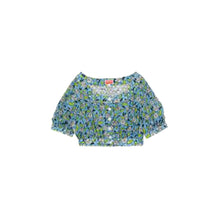 Women Cropped Blouse - Cyan
