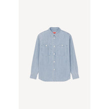 Men Denim Shirt - Stone Bleached Blue Denim