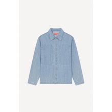 Men Stone Bleached Denim Overshirt - Stone Bleached Blue Denim