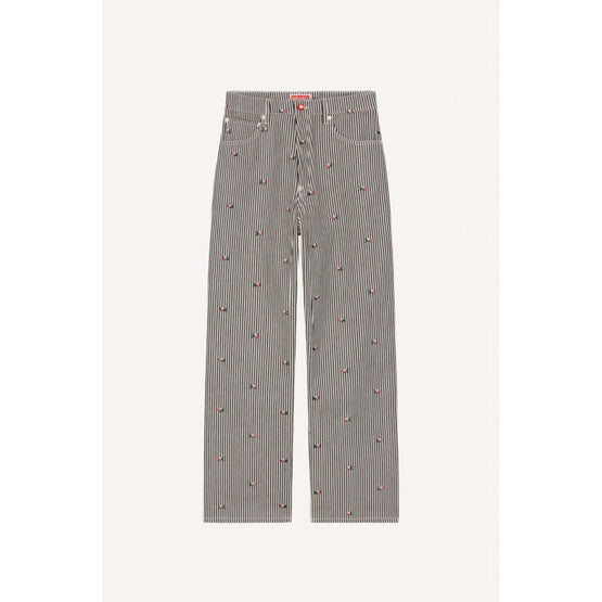 Men Rinse Striped Suisen Relaxed J - Rinse Blue Denim