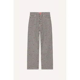 Men Rinse Striped Suisen Relaxed J - Rinse Blue Denim