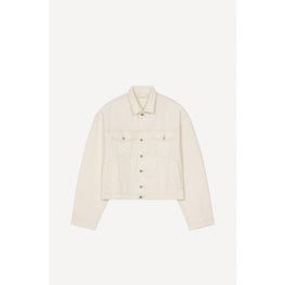 Men Bleached Denim Trucker Jacket - Bleached White Denim