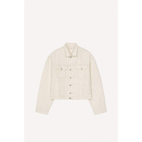 Men Bleached Denim Trucker Jacket - Bleached White Denim