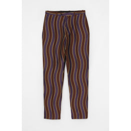 Men Wavy Stripe Slim Pant - Dark Camel