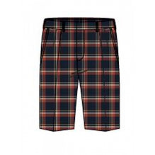 Men Checks Pleated Short - Midnight Blue