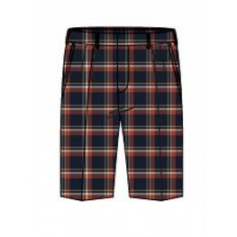 Men Checks Pleated Short - Midnight Blue