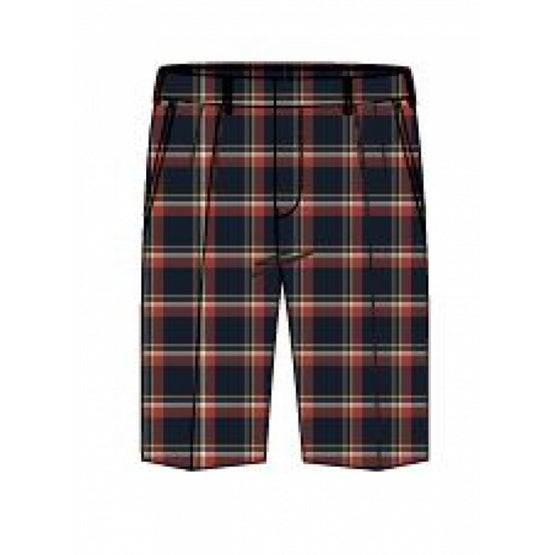 Men Checks Pleated Short - Midnight Blue
