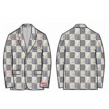 Men Patchwork Jacquard Jacket - Midnight Blue