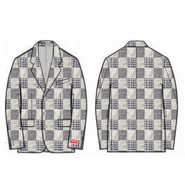 Men Patchwork Jacquard Jacket - Midnight Blue