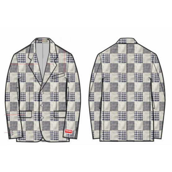 Men Patchwork Jacquard Jacket - Midnight Blue