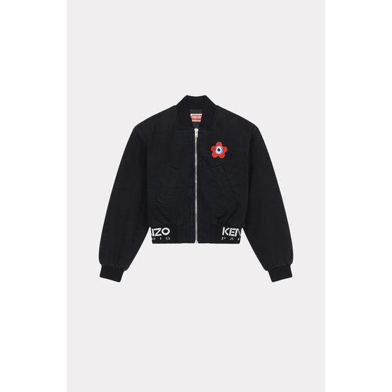 Women Target Black Bomber Jacket - Rinse Black Denim