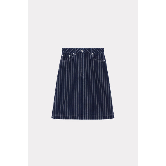 Women Rinse Blue Knee-Lentgh Skirt - Rinse Blue Denim
