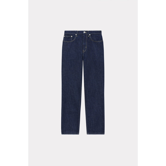 Women Blue Asagao Cropped Straight - Rinse Blue Denim