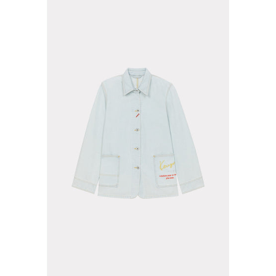 Women Bleach Workwear Jacket - Bleached Blue Denim