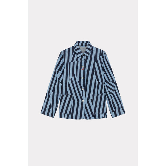 Women Dazzle Stripe Workwear Jacket - Rinse Blue Denim