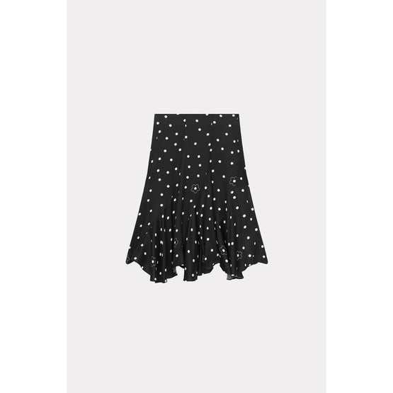 Women Flower Spot Knee-Lentgh Skirt - Black