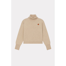 Women Boxy Turtle Neck Crest Jumper - Tabac