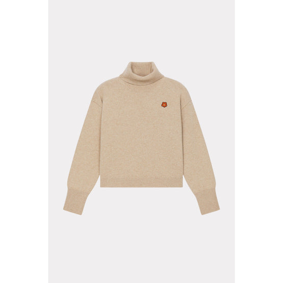 Women Boxy Turtle Neck Crest Jumper - Tabac